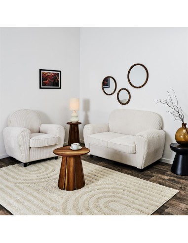 Fauteuil Club Côtelé Scott Beige Home Deco Factory