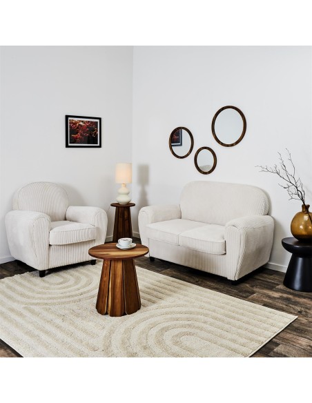 Fauteuil Club Côtelé Scott Beige Home Deco Factory