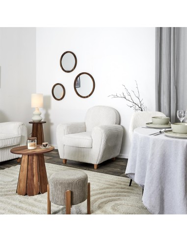 Fauteuil Club Côtelé Scott Beige Home Deco Factory