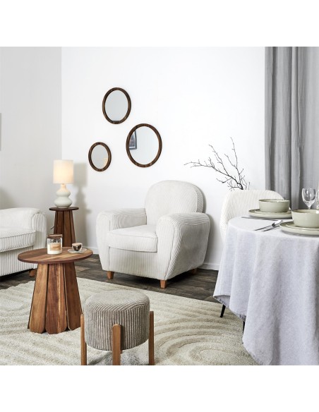 Fauteuil Club Côtelé Scott Beige Home Deco Factory