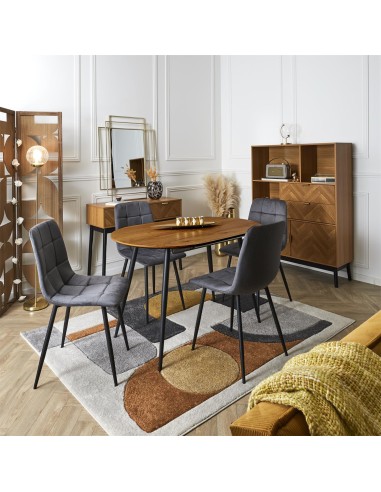 Chaise Mateo En Velours Gris Home Deco Factory