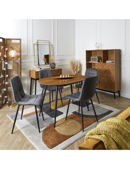 Chaise Mateo En Velours Gris Home Deco Factory