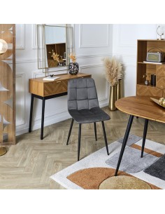 Chaise Mateo En Velours Gris Home Deco Factory 2