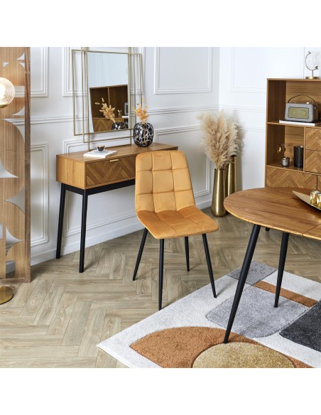 Chaise Mateo En Velours Jaune Moutarde Home Deco Factory