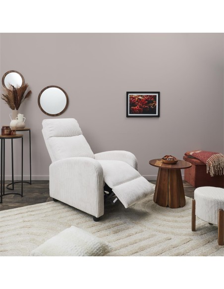 Fauteuil dream côtelé Scott Beige Home Deco Factory