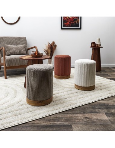 Pouf côtelé Scott Beige Home Deco Factory