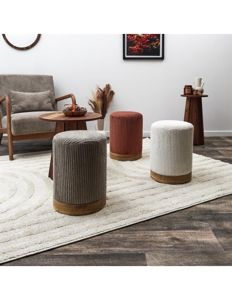 Pouf côtelé Scott Beige Home Deco Factory