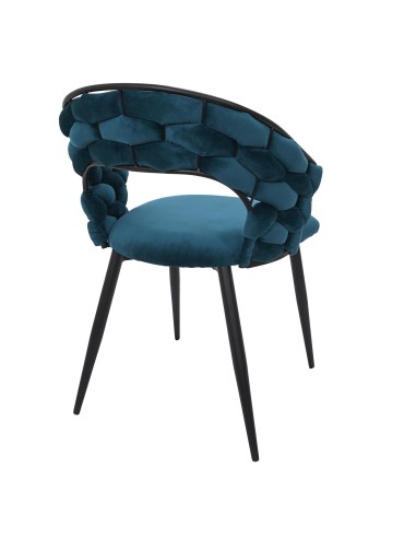 Fauteuil En Velours Sawyer Bleu Canard Home Deco Factory