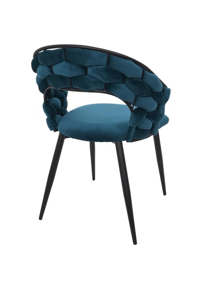Fauteuil En Velours Sawyer Bleu Canard Home Deco Factory