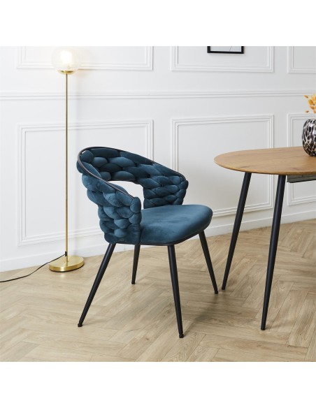 Fauteuil En Velours Sawyer Bleu Canard Home Deco Factory