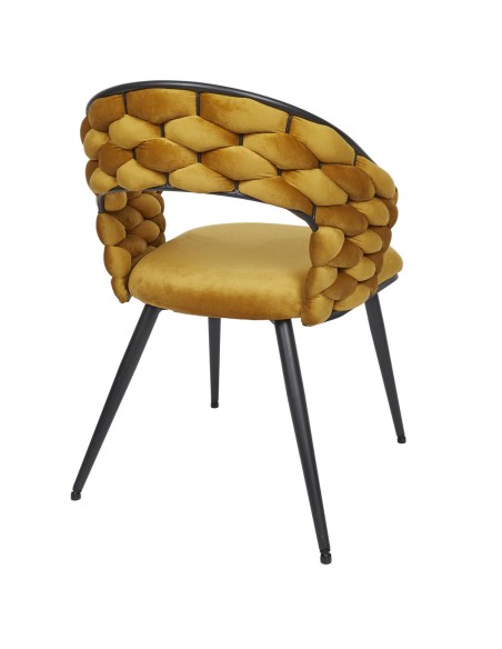 Fauteuil En Velours Sawyer Jaune Home Deco Factory