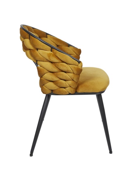 Fauteuil En Velours Sawyer Jaune Home Deco Factory