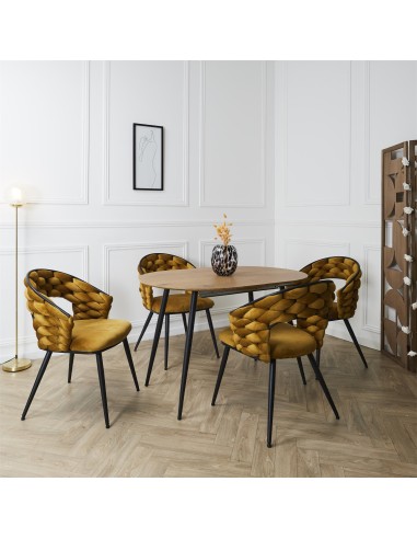 Fauteuil En Velours Sawyer Jaune Home Deco Factory