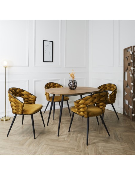 Fauteuil En Velours Sawyer Jaune Home Deco Factory