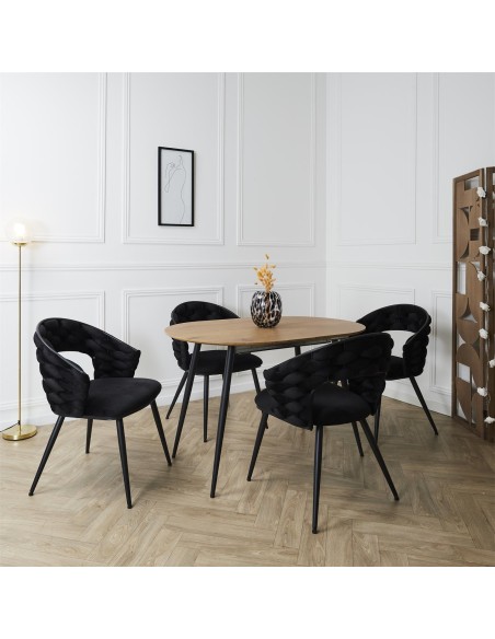 Fauteuil En Velours Sawyer Noir Home Deco Factory