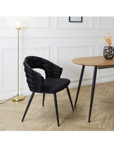 Fauteuil En Velours Sawyer Noir Home Deco Factory 2