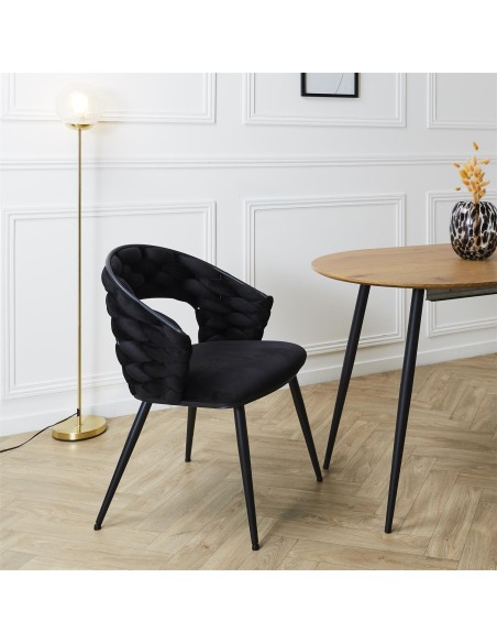 Fauteuil En Velours Sawyer Noir Home Deco Factory