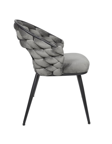 Fauteuil En Velours Sawyer Gris Home Deco Factory