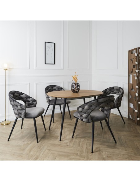 Fauteuil En Velours Sawyer Gris Home Deco Factory