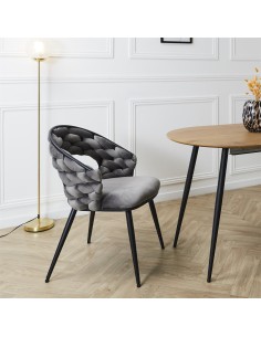 Fauteuil En Velours Sawyer Gris Home Deco Factory 2