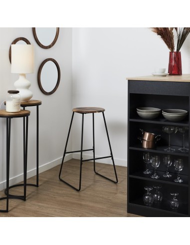 Tabouret de bar Acacia Marron Home Deco Factory