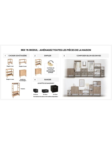 Etagère Empilable 1 Case Mix'N'Modul Naturel - Five