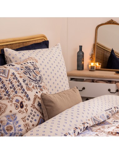 Parure De Lit Imprimée Khafu Réversible Bleu 240x220 - Atmosphera