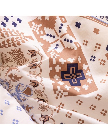 Parure De Lit Imprimée Khafu Réversible Bleu 240x220 - Atmosphera