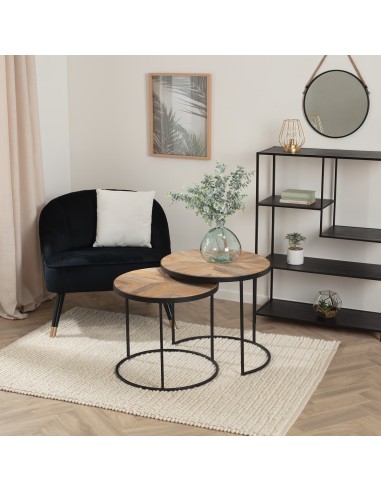 Lot de 2 tables gigognes Basile Marron - Atmosphera