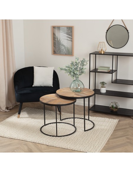 Lot de 2 tables gigognes Basile Marron - Atmosphera