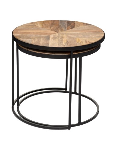 Lot de 2 tables gigognes Basile Marron - Atmosphera