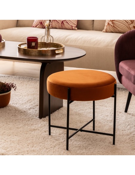 Tabouret D'appoint Arty velours Ambre Atmosphera