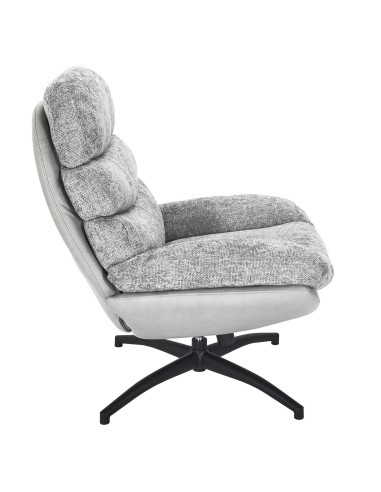 Fauteuil avec pouf Wiliam 99cm Gris Home Deco Factory