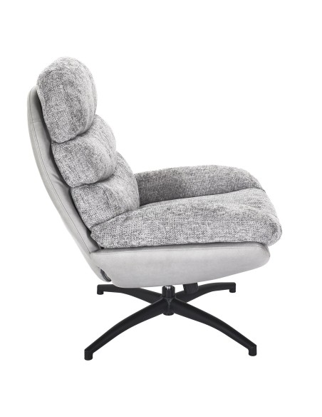 Fauteuil avec pouf Wiliam 99cm Gris Home Deco Factory