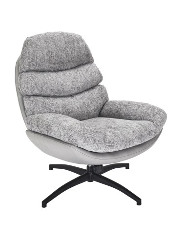 Fauteuil avec pouf Wiliam 99cm Gris Home Deco Factory
