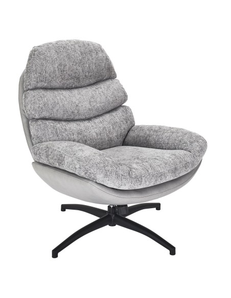 Fauteuil avec pouf Wiliam 99cm Gris Home Deco Factory