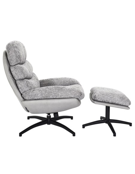 Fauteuil avec pouf Wiliam 99cm Gris Home Deco Factory