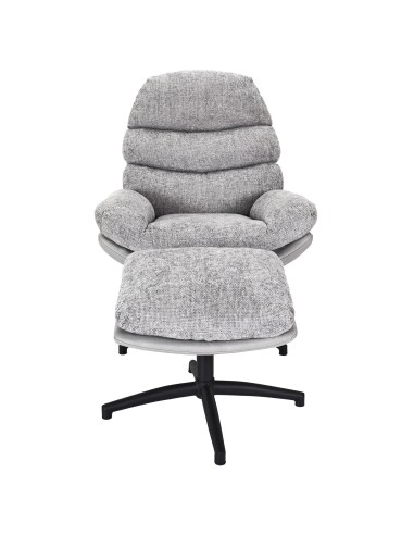 Fauteuil avec pouf Wiliam 99cm Gris Home Deco Factory