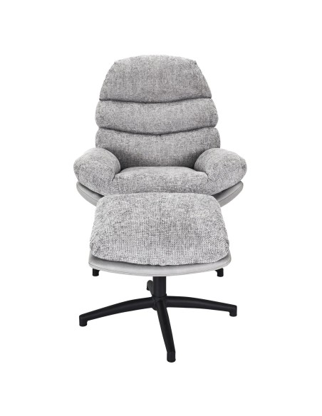 Fauteuil avec pouf Wiliam 99cm Gris Home Deco Factory