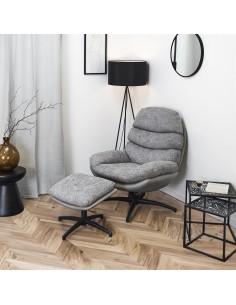 Fauteuil avec pouf Wiliam 99cm Gris Home Deco Factory 2