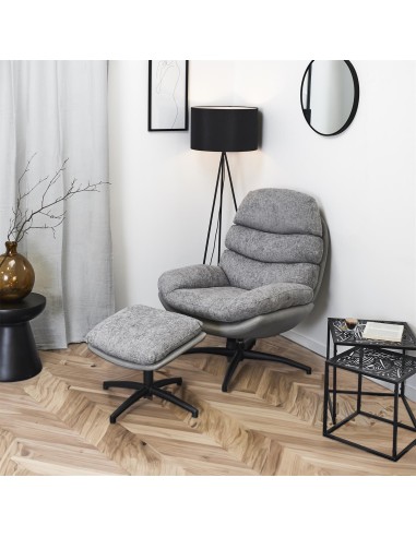 Fauteuil avec pouf Wiliam 99cm Gris Home Deco Factory