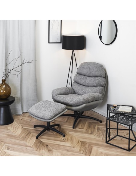 Fauteuil avec pouf Wiliam 99cm Gris Home Deco Factory