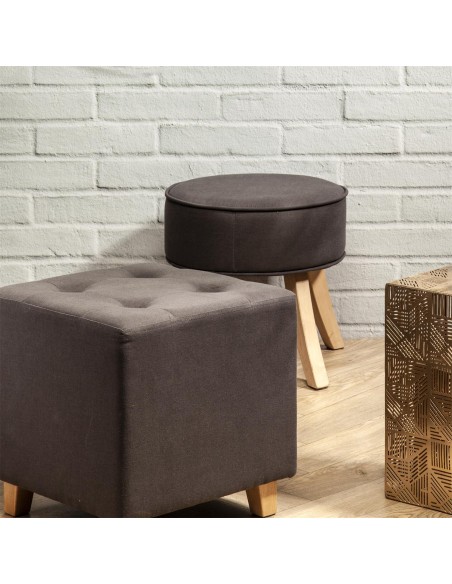 Pouf Carré Hippolyte Gris Home Deco Factory