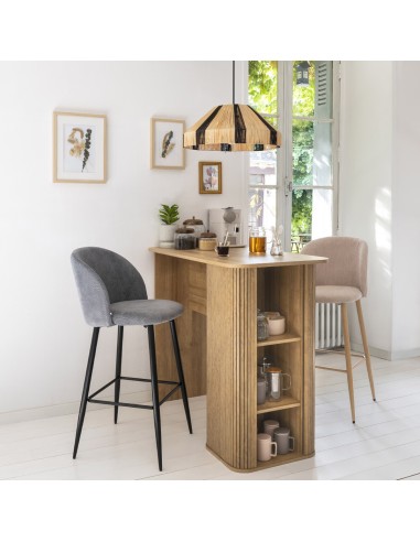 Chaise De Bar En Velours Céleste Gris - Atmosphera