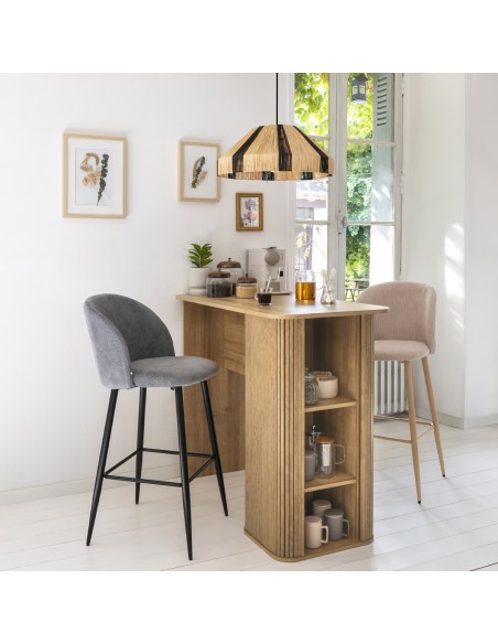 Chaise De Bar En Velours Céleste Gris - Atmosphera