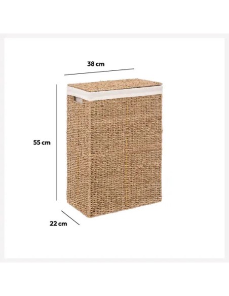 Panier à linge 40L En Roseau Beige Five