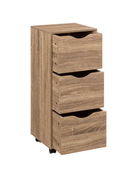Caisson 3 Tiroirs Roulettes Effet Bois Naturel Five