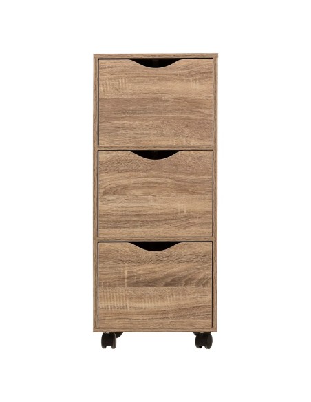 Caisson 3 Tiroirs Roulettes Effet Bois Naturel Five