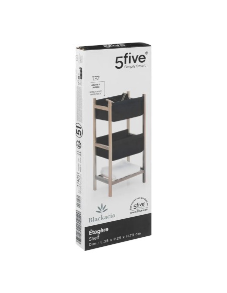 Étagère 3 Niveaux Acacia Noir Five