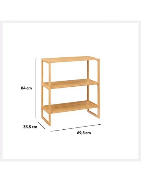 Étagère 2 Niveaux En Bambou Beige Five